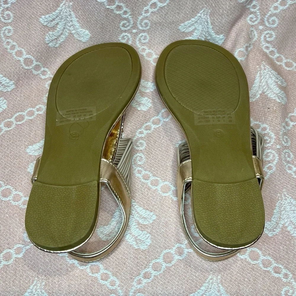 Dream Pairs Women's Golden Flat Sandals Open Toe Size 8 - Picture 8 of 10